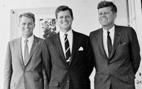 Edward M. Kennedy, center,